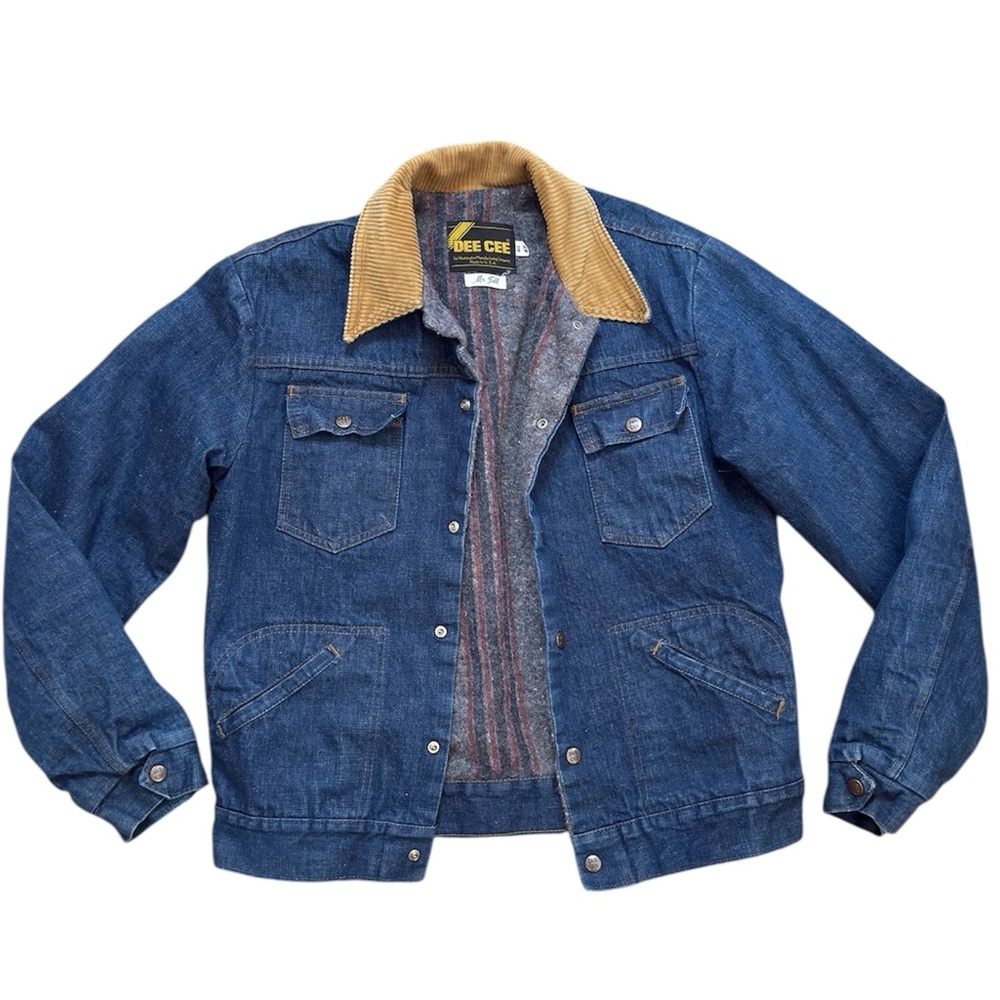 Vintage Denim Jacket Jean Chore Coat Blanket Lined Dee Cee USA S Small